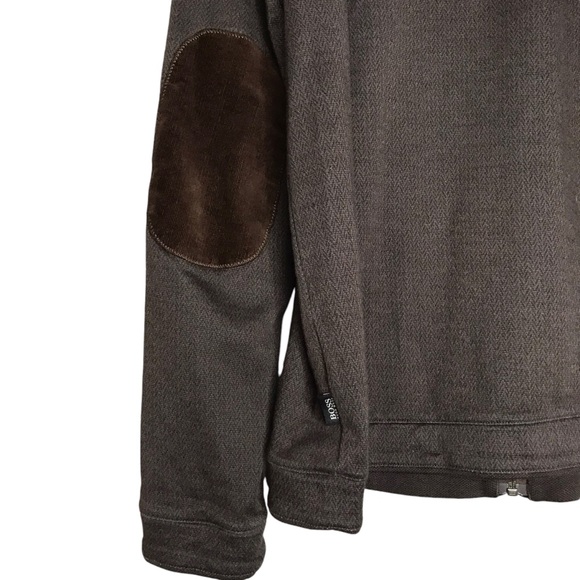 Hugo Boss Cannobio Cotton Full Zip Sweater Jacket Mock Neck Brown Herringbone XL - Picture 10 of 15